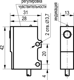 Габариты OS I35A-43N-5-LZ